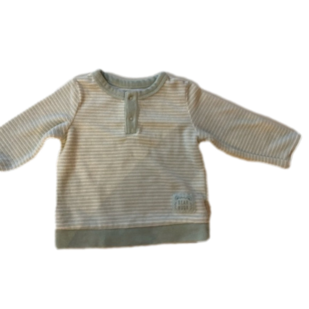Baby Boy Baby Club Sweater White & Light Green crew neck